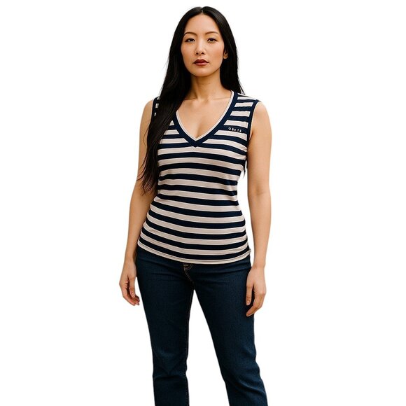 Stripe V-neck Sleeveless Top by Bebe - Picture 3 of 9